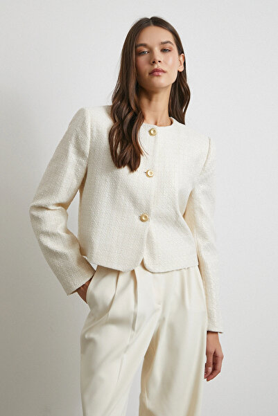 Never more Μακρυμάνικο μπουφάν με κουμπιά Koton εκρού