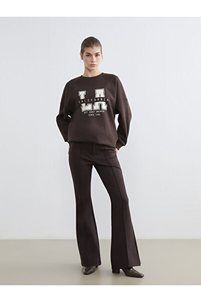 LC Waikiki Brown Slim Fit Spanish Leg Women's Trousers