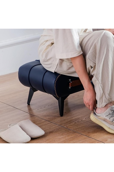 HXDream Stylish and Functional Faux Leather Footrest for Extra Seating in Living Room, Entryway, or Office