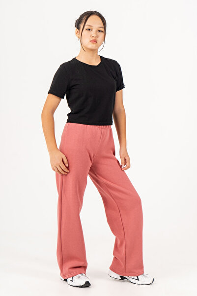 GİYİCEM TEKSTİL Girl's 3 Thread Winter Basic Wide Leg Sweatpants 6020