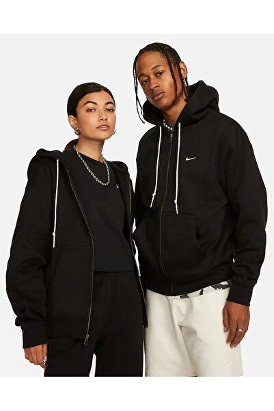 Nike Мъжка суитшърт Solo swoosh в черно - свободна кройка, с подплата от флис и качулка - DR0403-010