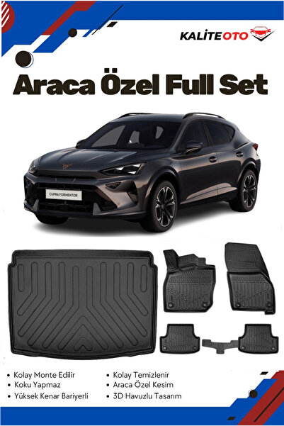 ko kaliteoto Cupra Formentor 2025 Model Yumuşak Paspas+Alt Bagaj Havuzu Seti