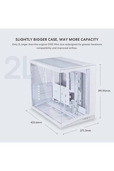 Lian Li علبة O11D Mini V2 ATX متوسطة الحجم، باللون الأبيض (O11DMIV2W)