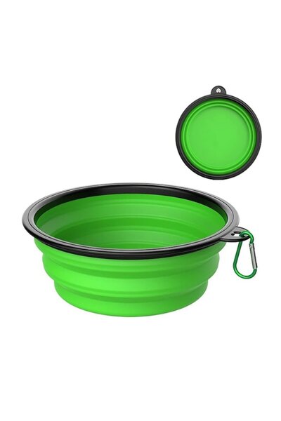 NEXTLY Bol pliabil pentru animale de companie, adâncime dublă, silicon alimentar, 17,5 cm, verde