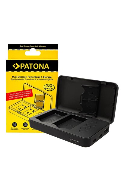 Patona Încărcător dual EN-EL14 cu funcție de baterie externă și spațiu pentru...