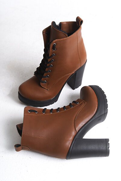 Riccon Γυναικείες ψηλοτάκουνες μπότες 0012Sp01 Καφέ δέρμα