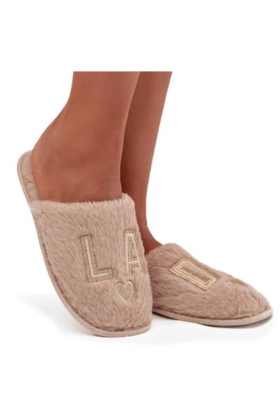 Vinceza Papuci pentru femei cu blană LADY 19958 bej 37