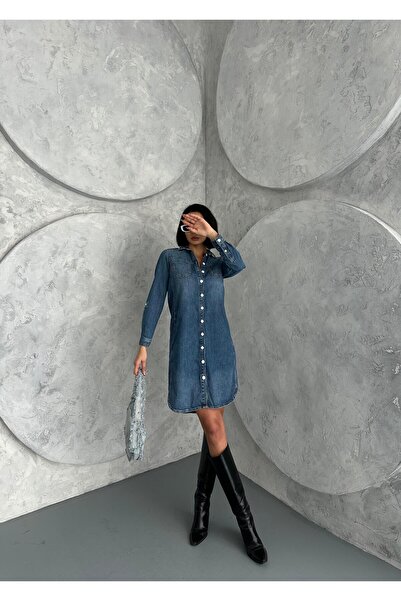 BPF Mavi Denim Elbise