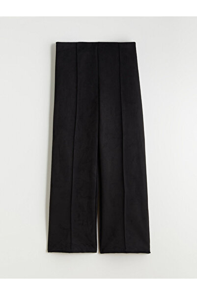 LC Waikiki Black Women's Suede Pants with Elastic Waist