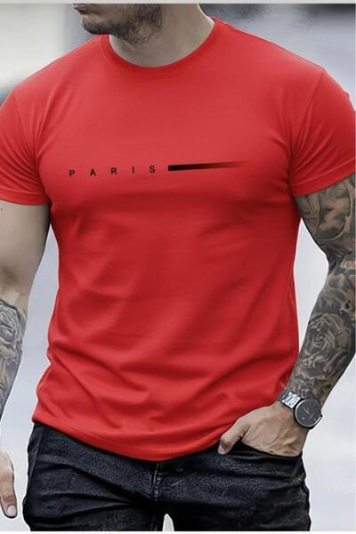 NO 601 Ανδρικό μπλουζάκι Red Red Paris με τύπωμα Slim με λεπτή εφαρμογή