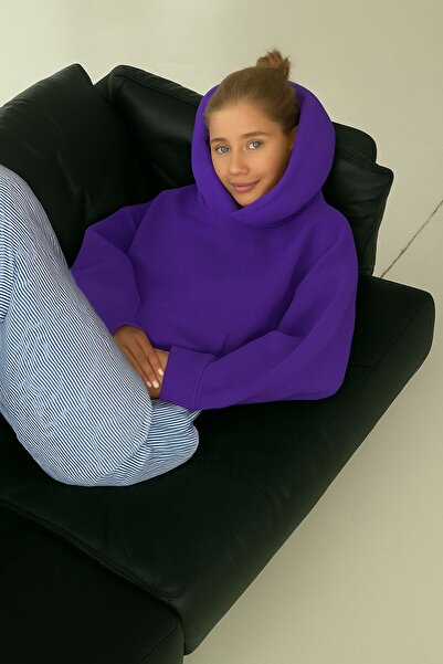 E-ROMA سترة بغطاء للرأس بدون طباعة للجنسين