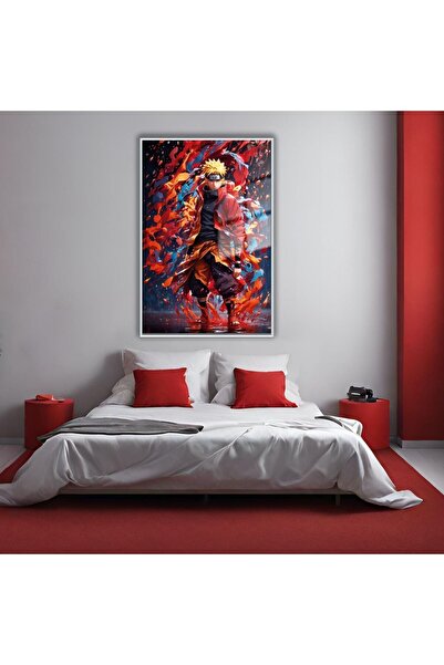 GAAGART Metal Çerçeveli Temperli Cam Tablo Dizi Serisi Naruto Uzumaki