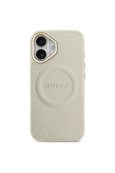 Guess Peony Hot Stamp MagSafe Case for iPhone 17, beige, GUHMP17SPSAMSECE