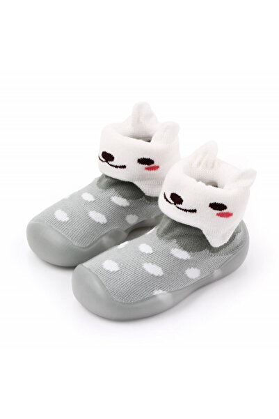 BebeNou Grey Moccasins with Non-Slip Sole - Kitty MDd2365-3