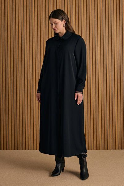 Aker Yaka ve Kol Ucu Organze Detaylı Ferace