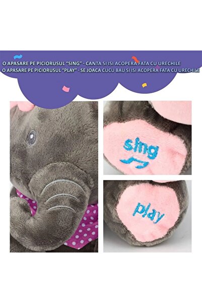NEXTLY Enchanting Interactive Peek-a-Boo Elephant Plush, Singing & Engaging, Ages 3+, 33cm, Blue
