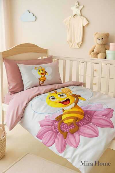 Mira Home طقم غطاء لحاف للفتيات حديثي الولادة 100% قطن ليدي بي