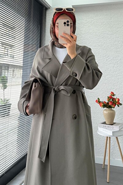 MELEK ARAZ Premium Pocketed Oversized Women's Trench Coat – Khaki