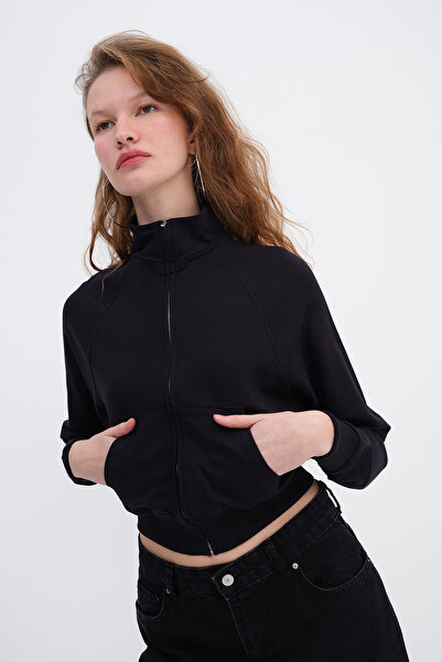 Addax High Neck Zippered Cardigan H12136