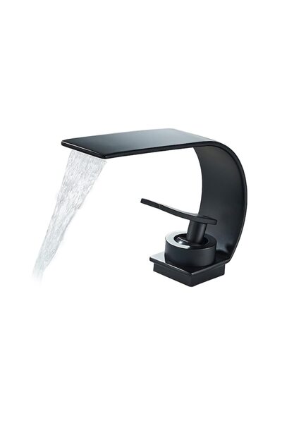 NEXTLY Baterie lavoar SwanFlow Premium Negru Mat, Construcție din Cupru, Design Cascadă