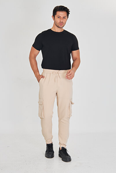 masso moda Double Fabric Cargo Pocket Elastic Waist Trousers