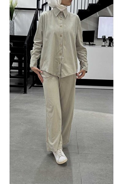 NOTCHTR Women's Velvet Straight Cut Long Sleeve Shirt Pants Two Piece Set