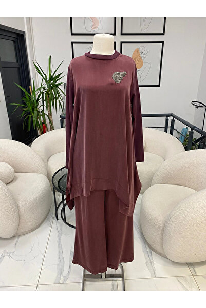 NUSS TRİKO طقم كول ديتايلي باللون العنابي