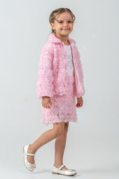 kinderos Girl's 3-Piece Set with Rose Jacket and Skirt - 26K 2238
