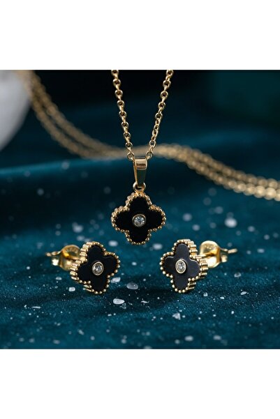 KEVSA Jewelry Set colier și cercei Alhambra din oțel inoxidabil - LPD1494