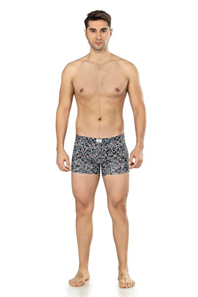 OBJE Men's Black Striped Lycra Elastic Boxer