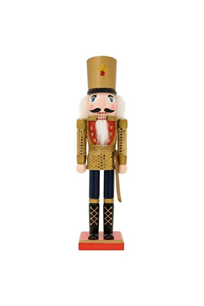 OEM Decorațiune de Crăciun - Soldațel din lemn, Spargător de nuci, 39 cm, Auriu