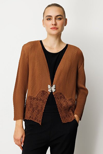 Ekol Kelebek Düğmeli Akordiyon Kumaş Hırka