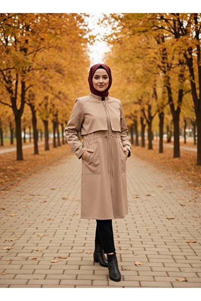 JALİA Cepkenli Fermuarlı Beli Büzgülü Araboy Trench