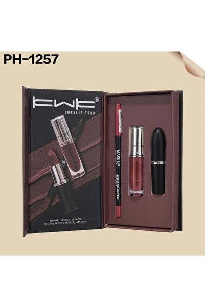 KWK طقم روج ثابت + جلوس شفايف +محدد شفايف PH-1257