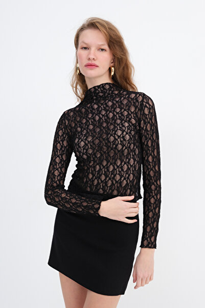 Addax Bluză transparentă din dantelă B17693