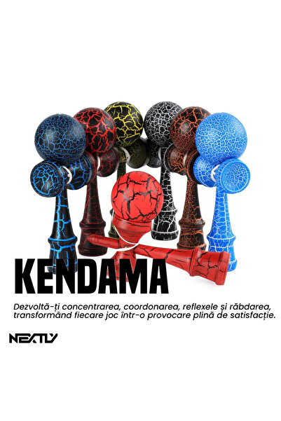NEXTLY Premium Wooden Kendama, Crackle Design, 18cm, Black