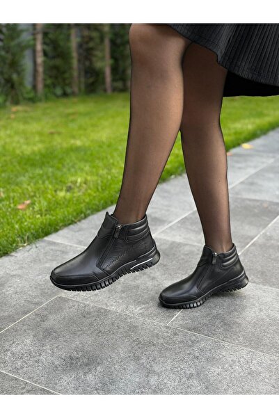 DİVA Cizme ortopedice din piele neagră cu fermoar dublu