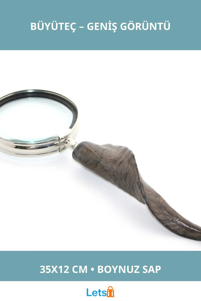 Letsii 35X12 cm Aesthetic Large Magnifying Glass with Natural Horn Handle