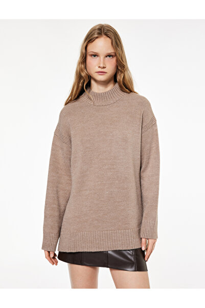 Koton Μακρυμάνικο ψηλός λαιμός Πλεκτό Τούνικ με λεπτομέρεια σχισμής oversized