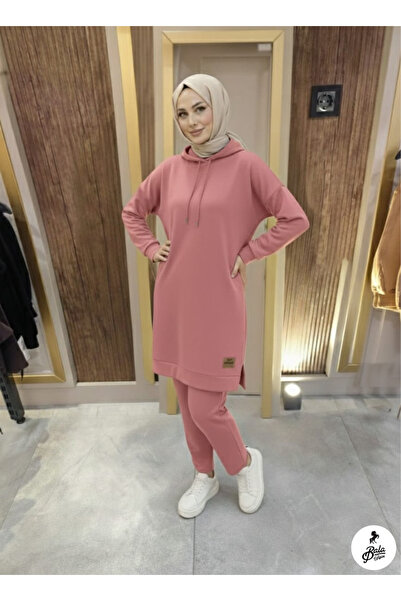 Bala Giyim Kadın Kapüşonlu Uzun Kollu Yırtmaçlı Tesettür Tunik