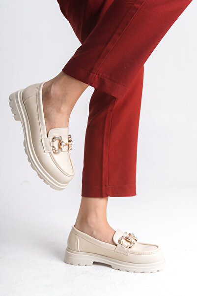 Riccon Women's Loafer 0012557 Beige