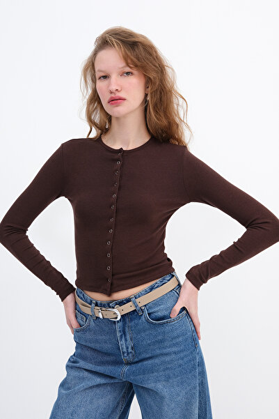 Addax Μακρυμάνικη ζακέτα με κουμπωτά κουμπώματα H4460