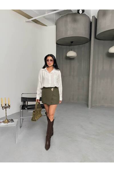 LB Laluna Butik Women's Accessory Detailed Skirt with Shorts Inside