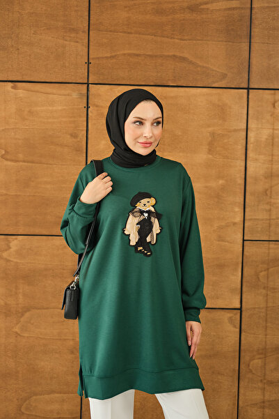 LOCCO Γυναικείο Teddy Bear Detail Tunic Emerald Green