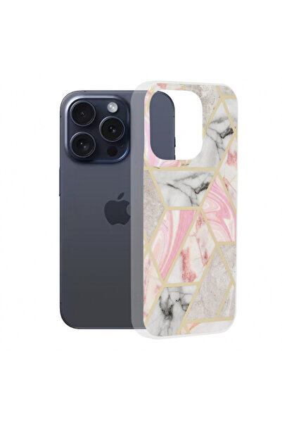 Apple Husa pentru iPhone 15 Pro, Techsuit, Marble, Roz