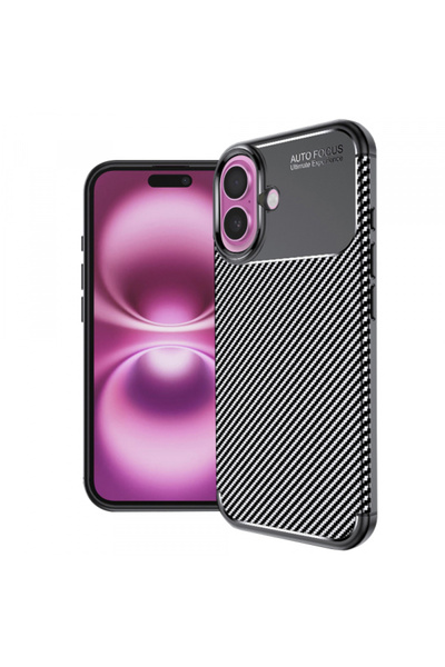Apple Husa pentru iPhone 16 Plus, Techsuit, CarbonFiber, Neagra