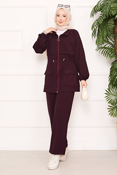 EBRUTESETTÜR Adjustable Waist Pocket Detailed Hijab Two-Piece Set