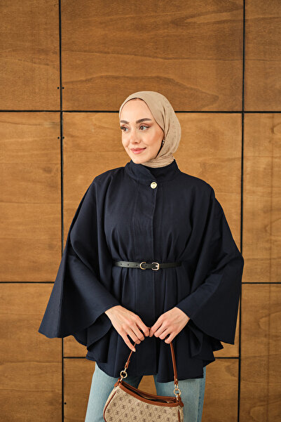 LOCCO Μπουφάν Gabardine με ζώνη σε μπλε ναυτικό