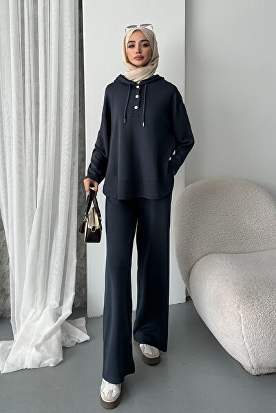 Mogi Butik Γυναικείο Σετ Μοντέρνο Υφασμάτινο Σετ με Κουμπωτά με κουκούλα over...