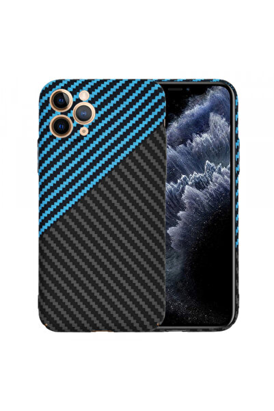 Apple iPhone 11 Pro Case, Techsuit, Carbonite FiberShell, Black Blue